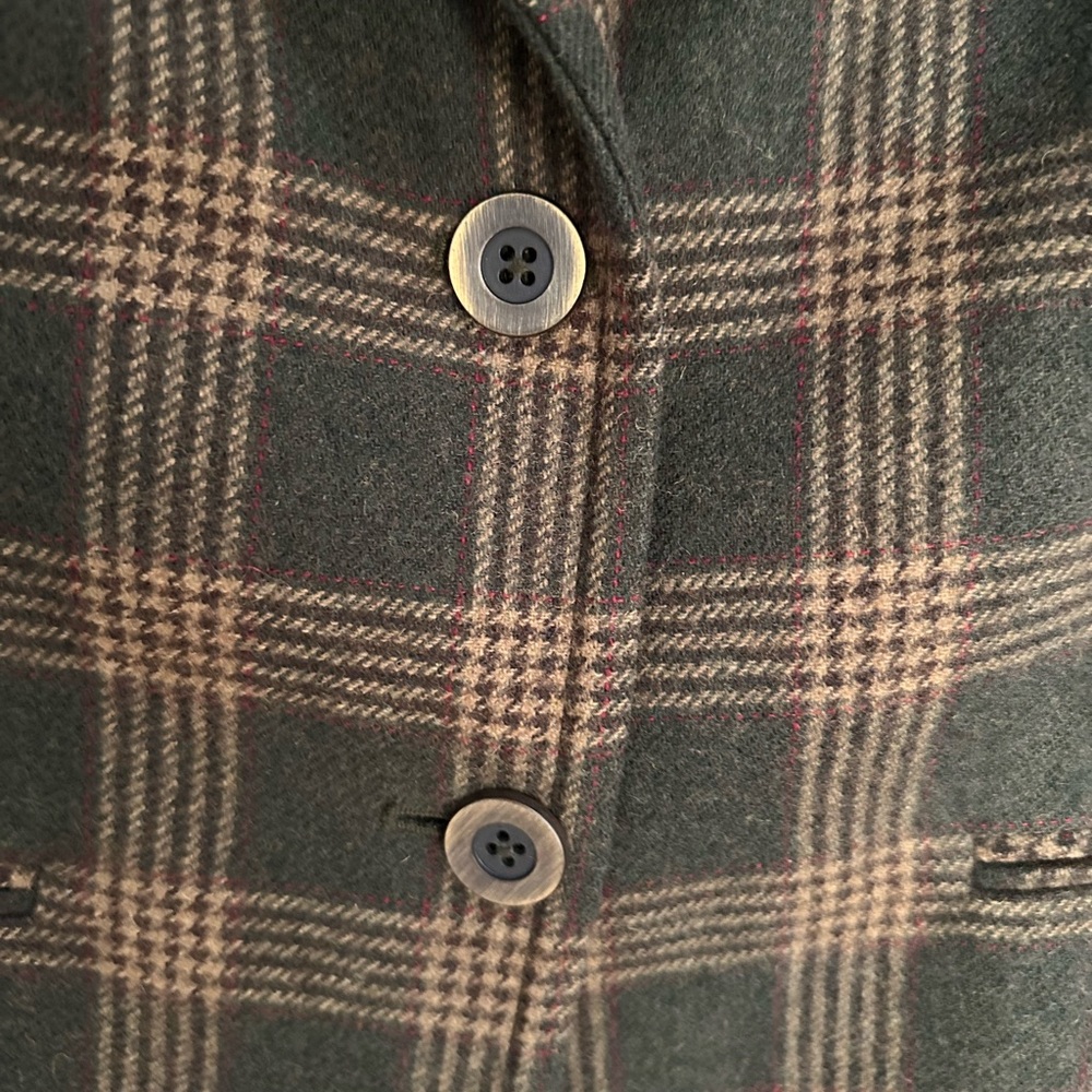 Vintage Talbots Wool Blend Plaid Blazer Academia Equestrian Jacket Medium Olive - Picture 12 of 14